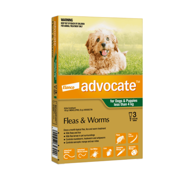 Advocate™ Flea & Worm Treatment for Puppies & Small Dogs Up to 4kg, 3 Pack