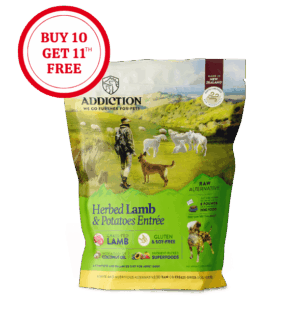 Addiction Herbed Lamb & Potatoes, Compete & Balanced, Limited Ingredients Raw Alternative Dog Food