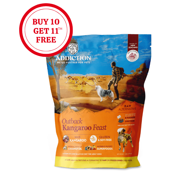 Addiction Outback Kangaroo Feast, Sensitive Care, Novel Protein Raw Alternative Dog Food
