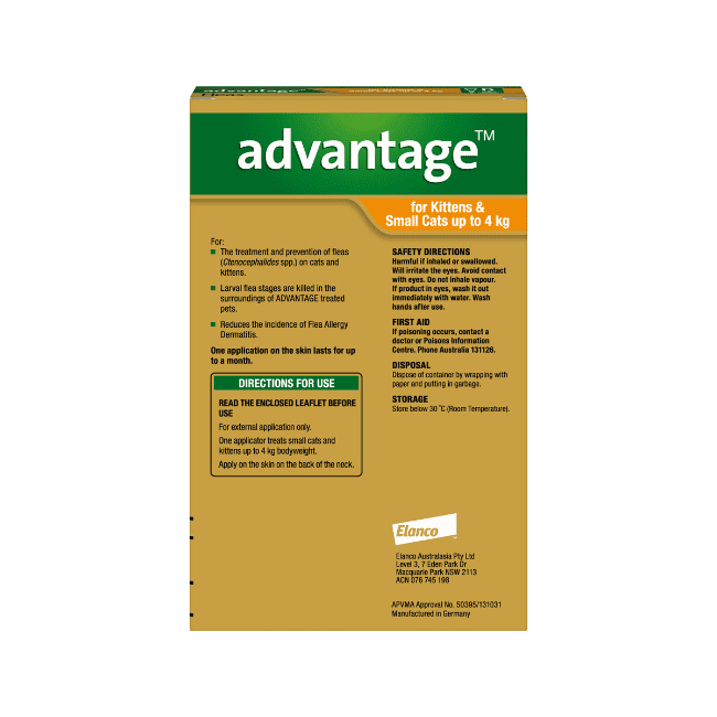 Advantage™ Fleas for Kittens & Small Cats Up to 4kg, 4 Pack - Image 2