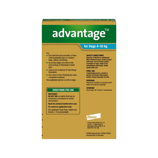 Advantage™ Flea Treatment for Dogs 4kg - 10kg, 4 Pack - Image 2
