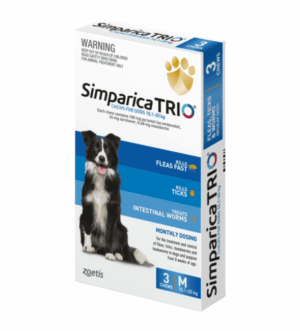 Simparica TRIO Flea Worming & Tick Treatment for Medium Dogs from 10.1kg - 20kg