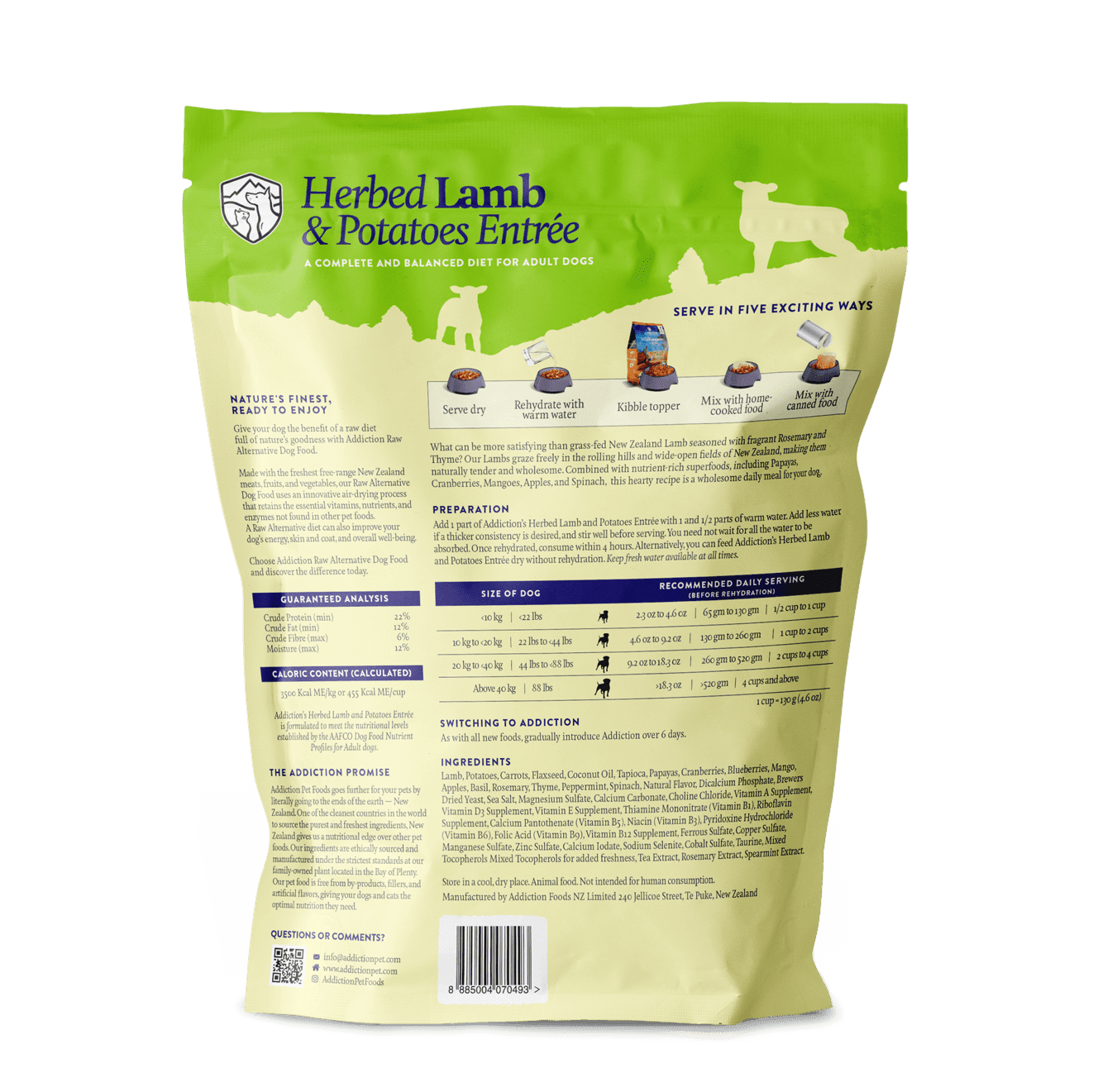 Addiction Herbed Lamb & Potatoes, Compete & Balanced, Limited Ingredients Raw Alternative Dog Food - Image 2