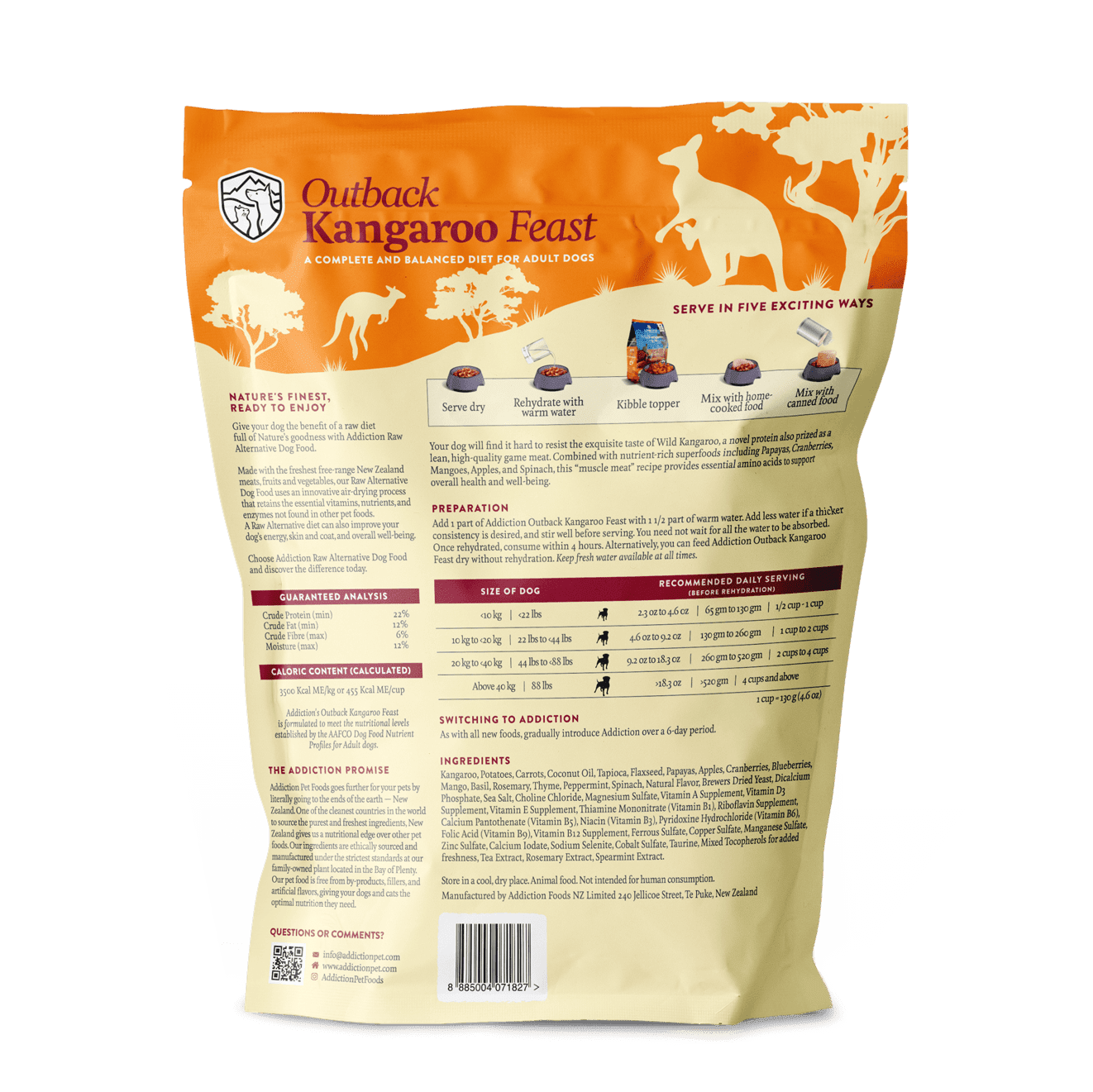 Addiction Outback Kangaroo Feast, Sensitive Care, Novel Protein Raw Alternative Dog Food - Image 2